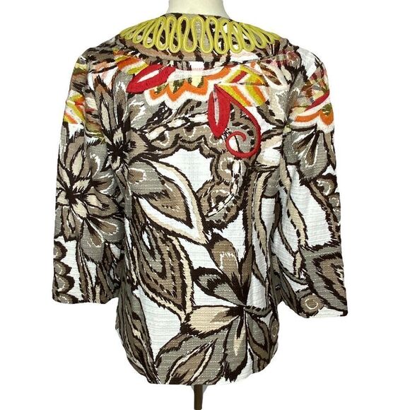 CHICO’S Blazer Jacket Embroidery & Rick Rack Details Size 1 or Women’s 8 - Picture 10 of 15